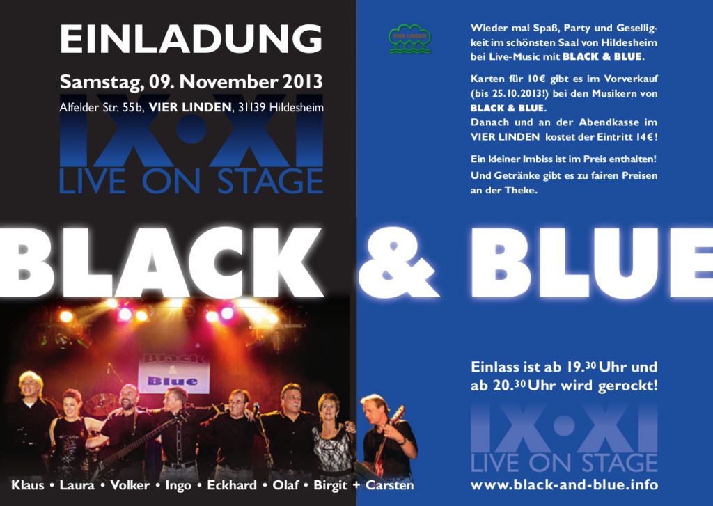 Einladung_BLACK &amp; BLUE 09.11.2013 VIERLINDEN